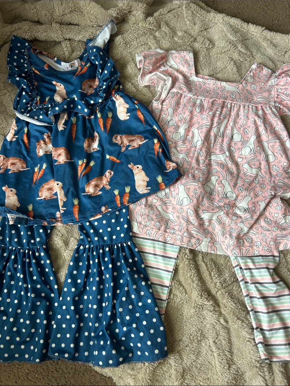 Toddler Easter outfits  Bunny & Carrot Matching Outfits - Blue and Pink